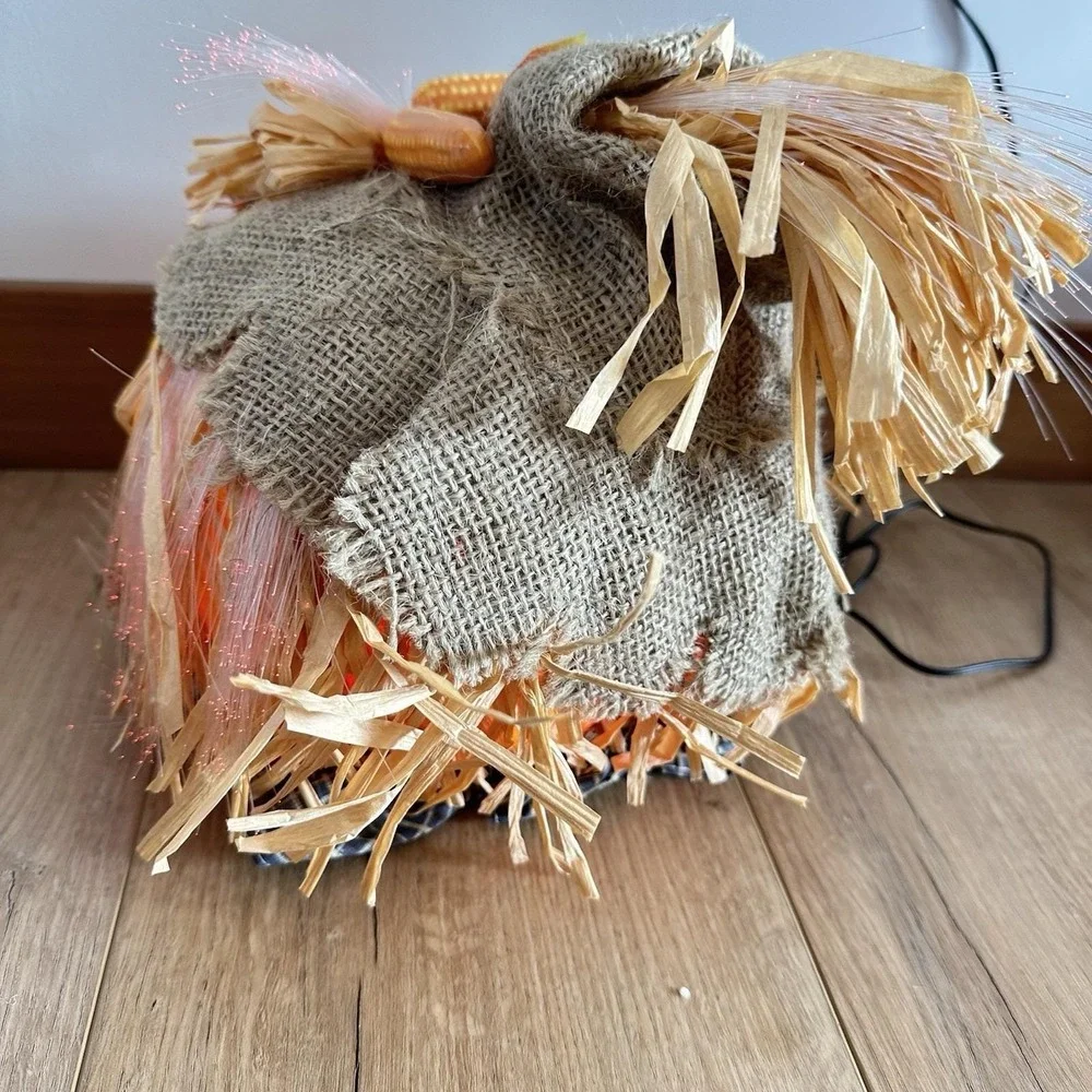 VTG Pumpkin‎ Hollow Fiber Optic Scarecrow Head In Box 10